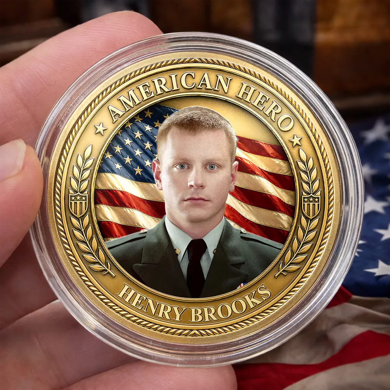 Independence Day,Veteran,Top Market,Photo,Proud - Custom Photo American Hero 250 Years Of Freedom - Personalized Commemorative Keepsake Coin