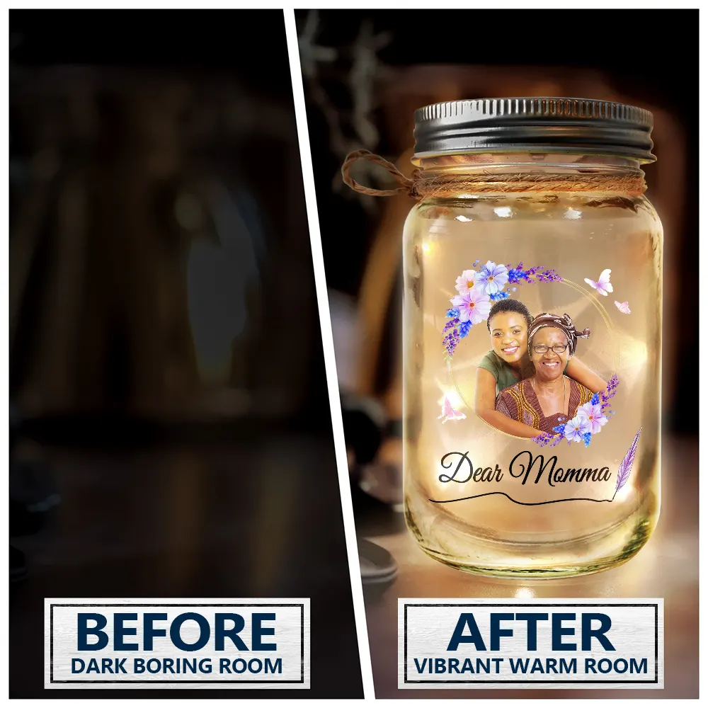 Gift For Women,Gift For Mother,Gift For Grandma,Christmas,Love - Custom Photo An Important Piece of My Life - Personalized Mason Jar Light