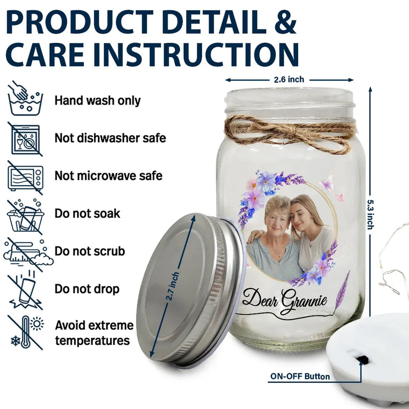 Gift For Women,Gift For Mother,Gift For Grandma,Christmas,Love - Custom Photo An Important Piece of My Life - Personalized Mason Jar Light