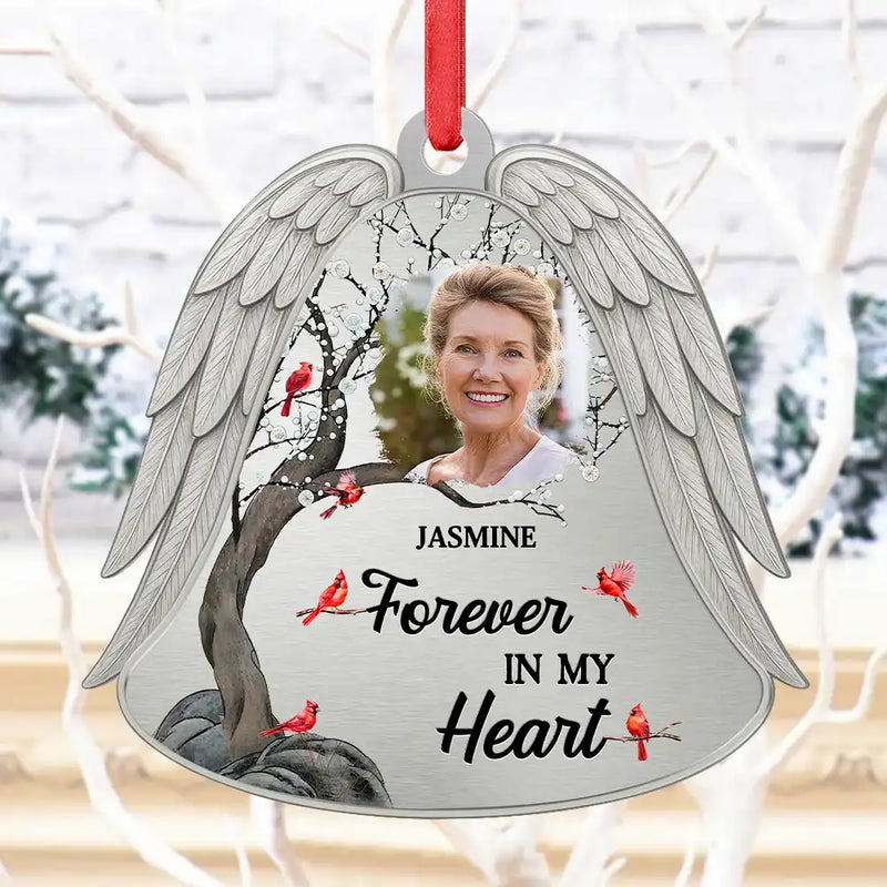 Christmas, Memorial, Parents - Custom Photo Angel Wings Were Ready But My Heart Was Not - Personalized Metal Ornament