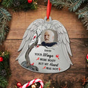 Christmas, Memorial, Parents - Custom Photo Angel Wings Were Ready But My Heart Was Not - Personalized Metal Ornament