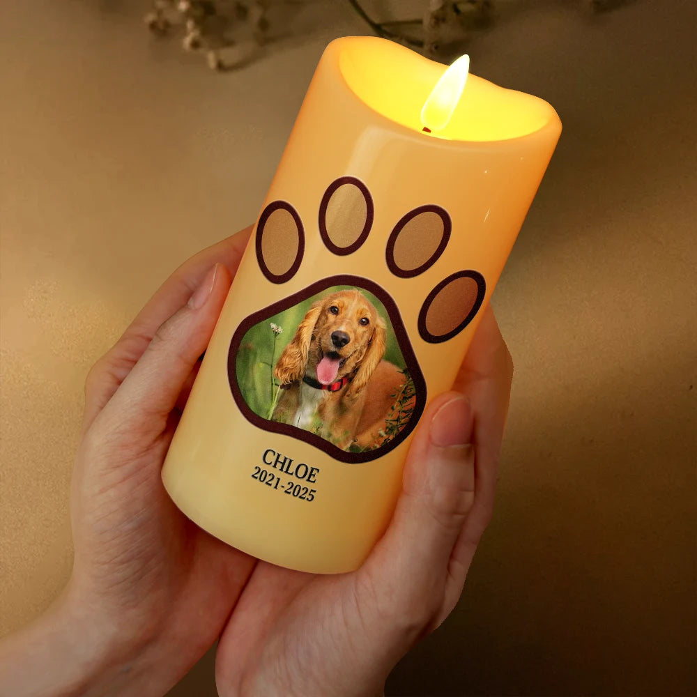 Dog Lovers,Dog Mom,Dog Dad,Gift For Women,Gift For Men,Memorial,Sad,Christmas - Custom Photo Angels Don’t Always Have Wings - Personalized Flameless LED Candle