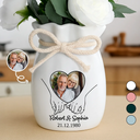 Gift For Couples,Gift For Husband,Gift For Wife,Gift For Boyfriend,Gift For Girlfriend,Love,Custom Photo - Custom Photo Anniversary Couple - Personalized Ribbon Tie Flower Vase