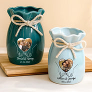 Gift For Couples,Gift For Husband,Gift For Wife,Gift For Boyfriend,Gift For Girlfriend,Love,Custom Photo - Custom Photo Anniversary Couple - Personalized Ribbon Tie Flower Vase