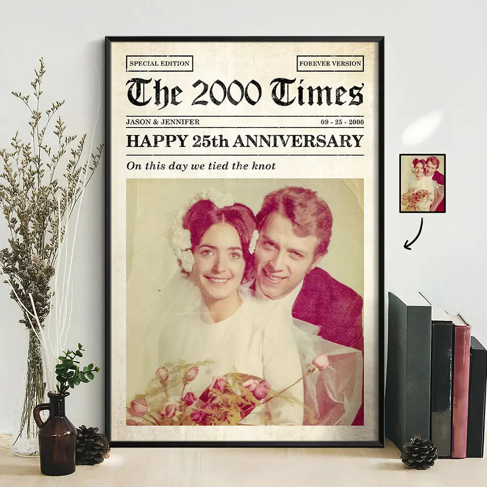 Wedding Anniversary,Gift For Couples,Gift For Husband,Gift For Wife,Happy - Custom Photo Anniversary Poster For Couple - Personalized Poster