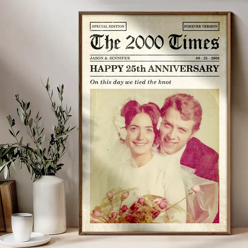 Wedding Anniversary,Gift For Couples,Gift For Husband,Gift For Wife,Happy - Custom Photo Anniversary Poster For Couple - Personalized Poster