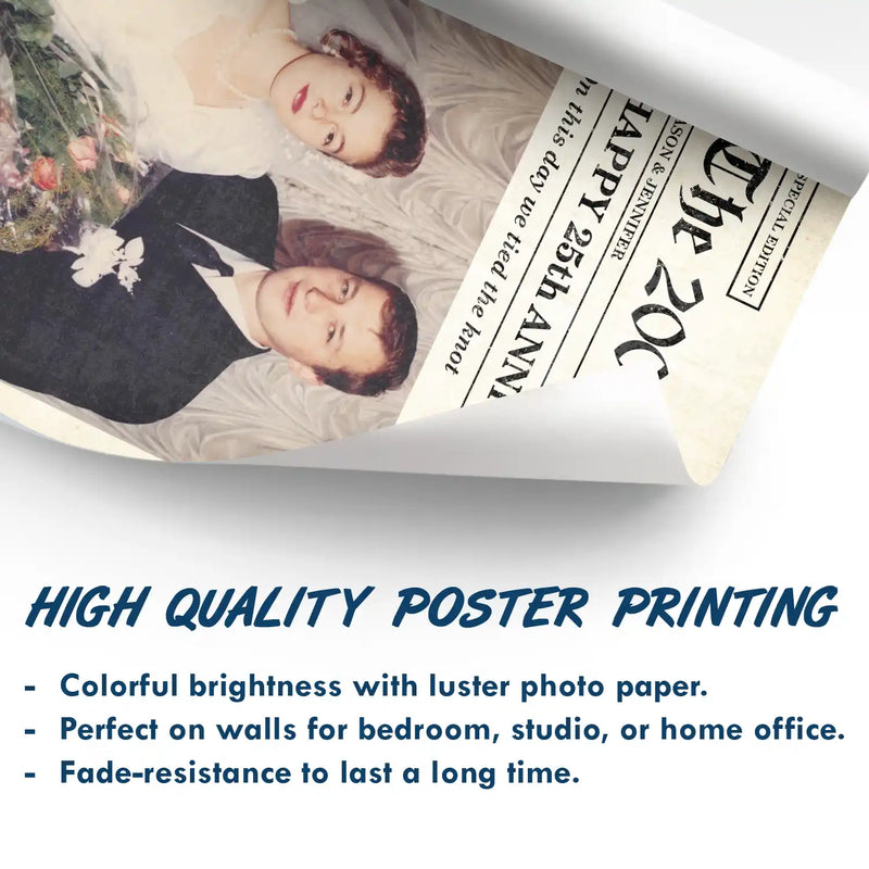 Wedding Anniversary,Gift For Couples,Gift For Husband,Gift For Wife,Happy - Custom Photo Anniversary Poster For Couple - Personalized Poster