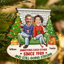 Funny,Christmas,Gift For Couples,Gift For Wife,Gift For Husband,Gift For Boyfriend,Gift For Girlfriend - Custom Photo Annoying Each Other Christmas Couple - Personalized Custom Shaped Wooden Ornament