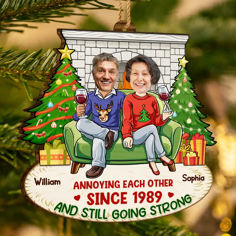 Funny,Christmas,Gift For Couples,Gift For Wife,Gift For Husband,Gift For Boyfriend,Gift For Girlfriend - Custom Photo Annoying Each Other Christmas Couple - Personalized Custom Shaped Wooden Ornament