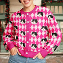 Funny, Christmas, Dog Lovers, Pet Lovers, Cat Lovers, Custom Photo - Custom Photo Argyle Plaid Pet Face - Personalized Cardigan