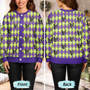 Funny, Christmas, Dog Lovers, Pet Lovers, Cat Lovers, Custom Photo - Custom Photo Argyle Plaid Pet Face - Personalized Cardigan