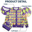 Funny, Christmas, Dog Lovers, Pet Lovers, Cat Lovers, Custom Photo - Custom Photo Argyle Plaid Pet Face - Personalized Cardigan