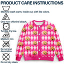 Funny, Christmas, Dog Lovers, Pet Lovers, Cat Lovers, Custom Photo - Custom Photo Argyle Plaid Pet Face - Personalized Cardigan