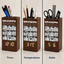 Gift For Father,Custom Photo,Sentimental,Upload Full Photo - Custom Photo B&W Daddy Father Motivation Gift - Personalized Pen Holder With Clock