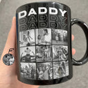 Custom Photo,Gift For Father,Gift For Grandpa,Happy - Custom Photo B&W Daddy Grandpa - Personalized Black Mug