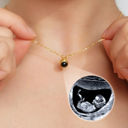Custom Photo Baby Expecting Pregnancy New Parents - Personalized Bubble Projection Necklace