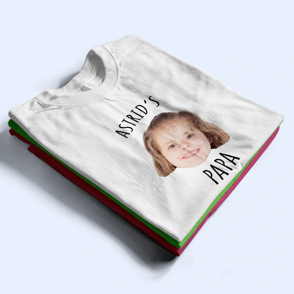 Gift For Father,Custom Photo,New Dad,Happy - Custom Photo Baby Face Kid Face This Dad Belongs To - Personalized T Shirt