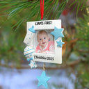 Custom Photo, Christmas, New baby, Family, Happy - Custom Photo Baby First Christmas - Personalized Embossed Ceramic Ornament