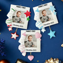 Custom Photo, Christmas, New baby, Family, Happy - Custom Photo Baby First Christmas - Personalized Embossed Ceramic Ornament