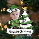 Custom Photo,New baby,Christmas,Happy - Custom Photo Baby First Christmas Funny - Personalized Custom Shaped Acrylic Ornament