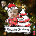 Custom Photo,New baby,Christmas,Happy - Custom Photo Baby First Christmas Funny - Personalized Custom Shaped Acrylic Ornament
