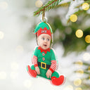 Christmas,Custom Photo,New baby,Family,Happy - Custom Photo Baby Newborn In Elf Costume - Personalized Custom Shaped Acrylic Ornament