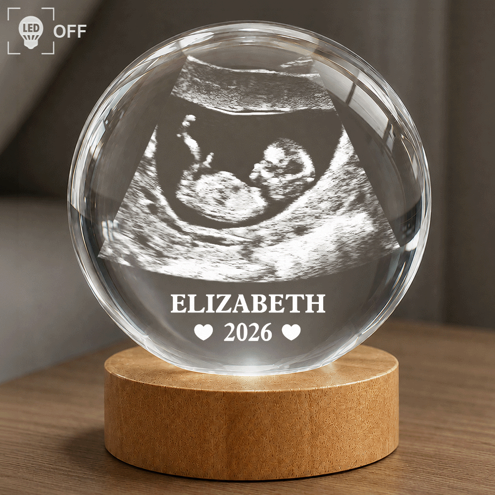 Love,Custom Photo,New baby,New Dad,New Mom - Custom Photo Baby Ultrasound - Personalized Crystal Globe Lamp