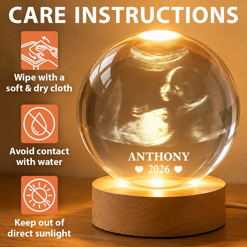 Love,Custom Photo,New baby,New Dad,New Mom - Custom Photo Baby Ultrasound - Personalized Crystal Globe Lamp