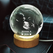 Love,Custom Photo,New baby,New Dad,New Mom - Custom Photo Baby Ultrasound - Personalized Crystal Globe Lamp