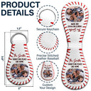 Gift For Father,Family,Baseball,Happy - Custom Photo Baseball Family There's No Place Like Home - Personalized Leather Baseball Keychain