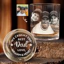 Gift For Father, Gift For Grandpa, Custom Photo, Love - Custom Photo Baseball Fishing We Caught The Best Dad Papa - Personalized Engraved Whiskey Glass