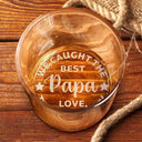 Gift For Father, Gift For Grandpa, Custom Photo, Love - Custom Photo Baseball Fishing We Caught The Best Dad Papa - Personalized Engraved Whiskey Glass