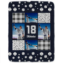 Custom Photo,Happy,Baseball,Gift For Kids - Custom Photo Baseball Pattern - Personalized Fleece Blanket, Sherpa Blanket