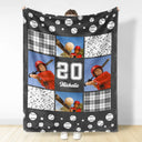 Custom Photo,Happy,Baseball,Gift For Kids - Custom Photo Baseball Pattern - Personalized Fleece Blanket, Sherpa Blanket