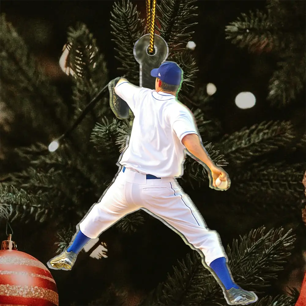 Gift For Yourself,Gift For Women,Gift For Men,Happy,Christmas,Custom Photo,Baseball,Softball - Custom Photo Baseball Players - Personalized Acrylic Photo Ornament