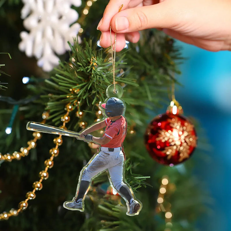 Gift For Yourself,Gift For Women,Gift For Men,Happy,Christmas,Custom Photo,Baseball,Softball - Custom Photo Baseball Players - Personalized Acrylic Photo Ornament