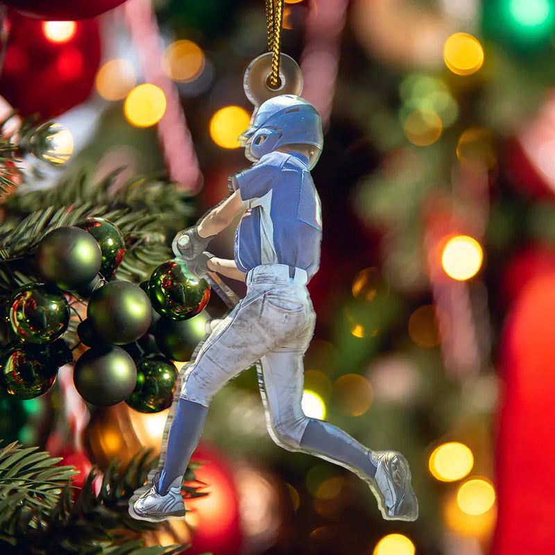 Gift For Yourself,Gift For Women,Gift For Men,Happy,Christmas,Custom Photo,Baseball,Softball - Custom Photo Baseball Players - Personalized Acrylic Photo Ornament