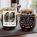 Gift For Bestie, Gift For Sisters, Happy, Custom Photo, Old Best friends - Custom Photo Because Of You I Laugh A Little Harder Besties - Personalized Stemless Wine Glass