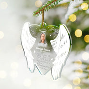 Christmas,Memorial,Family,Sad - Custom Photo Because Someone We Love Is In Heaven - Personalized Custom Shaped Acrylic Ornament