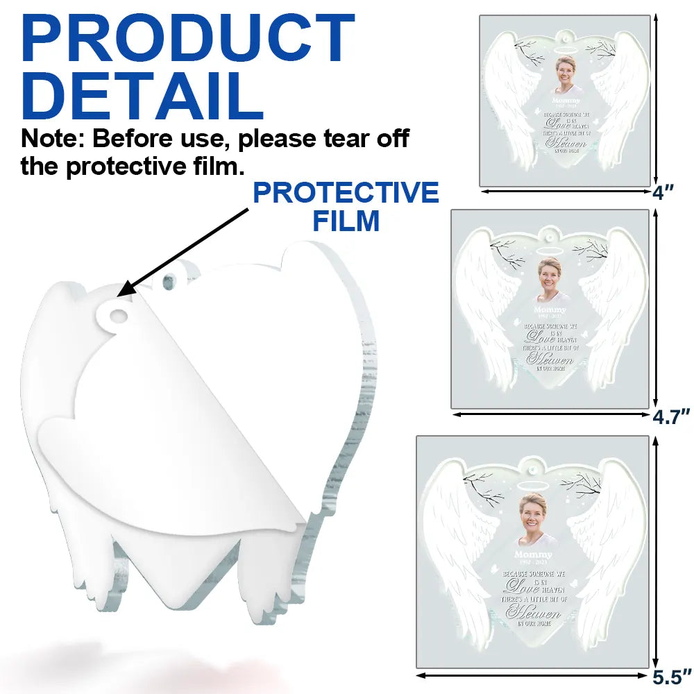 Christmas,Memorial,Family,Sad - Custom Photo Because Someone We Love Is In Heaven - Personalized Custom Shaped Acrylic Ornament