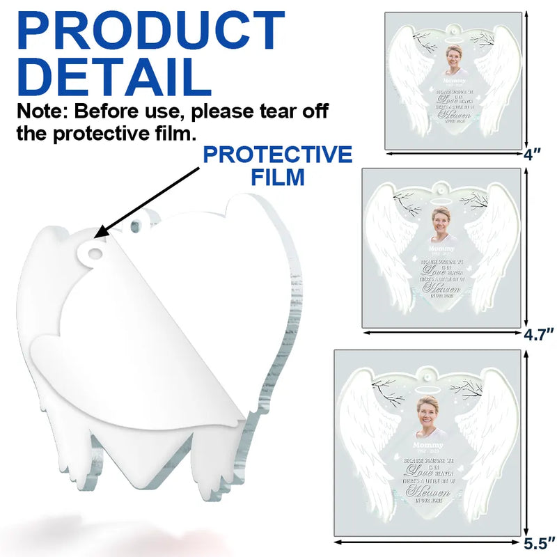 Christmas,Memorial,Family,Sad - Custom Photo Because Someone We Love Is In Heaven - Personalized Custom Shaped Acrylic Ornament