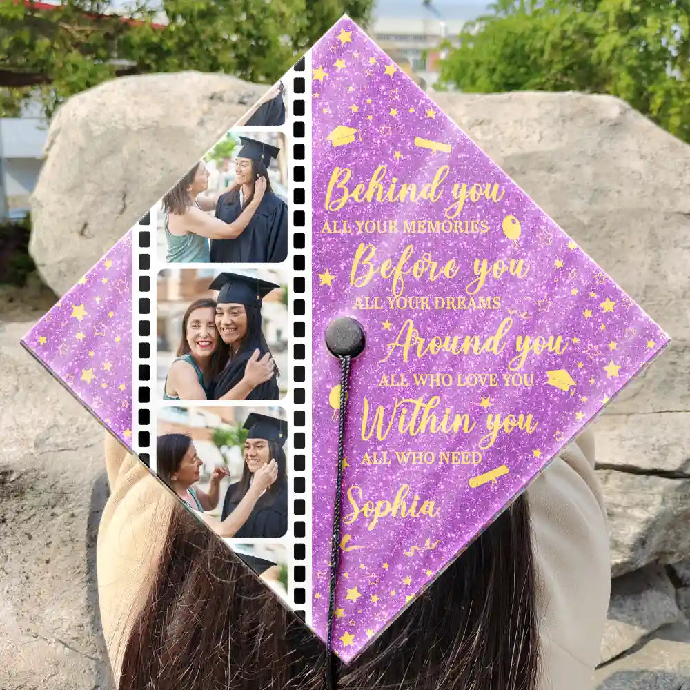 Graduation, Gift For Yourself, Happy, Custom Photo - Custom Photo Behind You All Memories - Personalized Graduation Cap Topper