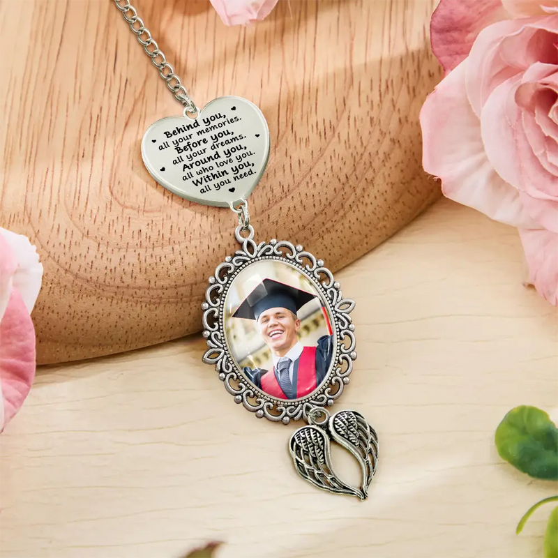 Graduation,Gift For Daughter,Dad - Daughters (Adult),Mom - Daughters (Adult),Happy,Dad - Sons,Gift For Son,Mom - Sons - Custom Photo Behind You All Your Memories - Personalized Graduation Tassel Charm