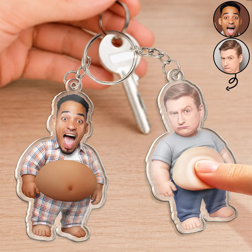Custom Photo Belly Character Family Member And Pet - Personalized Squishy Acrylic Keychain