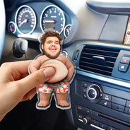 Gift For Father,Custom Photo,Summer,Humorous,Cut-Face Photo - Custom Photo Belly Out For Summer - Personalized Squishy Acrylic Car Visor Clip