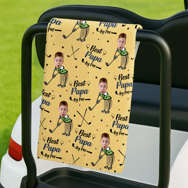 Happy, Sport Dad, Golf, Gift For Father, Gift For Men, Gift For Grandpa, Gift For Husband - Custom Photo Best Dad By Par - Personalized Golf Towel