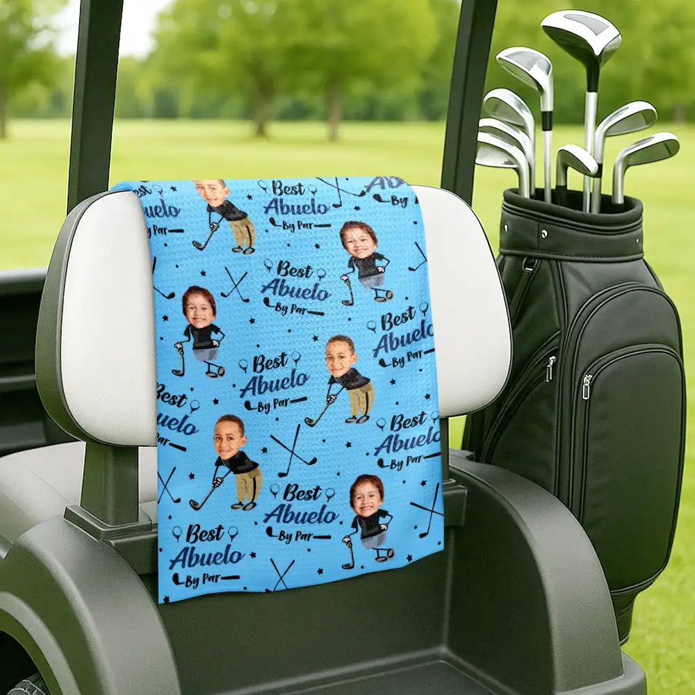 Happy, Sport Dad, Golf, Gift For Father, Gift For Men, Gift For Grandpa, Gift For Husband - Custom Photo Best Dad By Par - Personalized Golf Towel