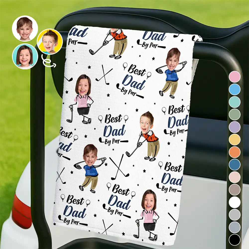 Happy, Sport Dad, Golf, Gift For Father, Gift For Men, Gift For Grandpa, Gift For Husband - Custom Photo Best Dad By Par - Personalized Golf Towel
