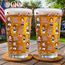 Custom Photo,Independence Day,Gift For Father,Sport Dad,Golf,Playful,Cut-Face Photo - Custom Photo Best Dad By Par Funny Kid US Flag - Personalized Beer Glass