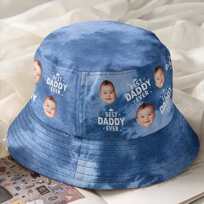 Gift For Men,Dad - Children,Happy - Custom Photo Best Dad Ever - Personalized Bucket Hat